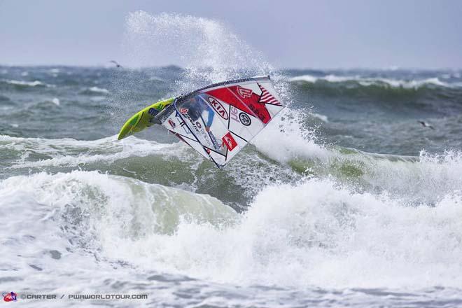 Fernandez backside air during the PWA Cold Hawaii World Cup 2013 ©  John Carter / PWA http://www.pwaworldtour.com